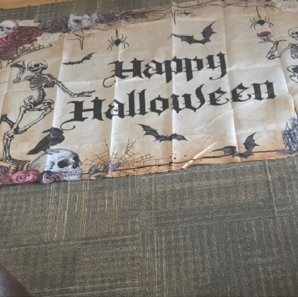 Halloween Skeleton and Bat Tapestry